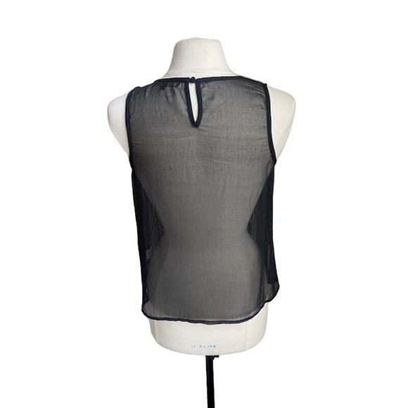 MATTY M Tank Womens Sz Medium Black Sheer Beaded Glam Glamrock Moto Chic - Picture 5 of 8